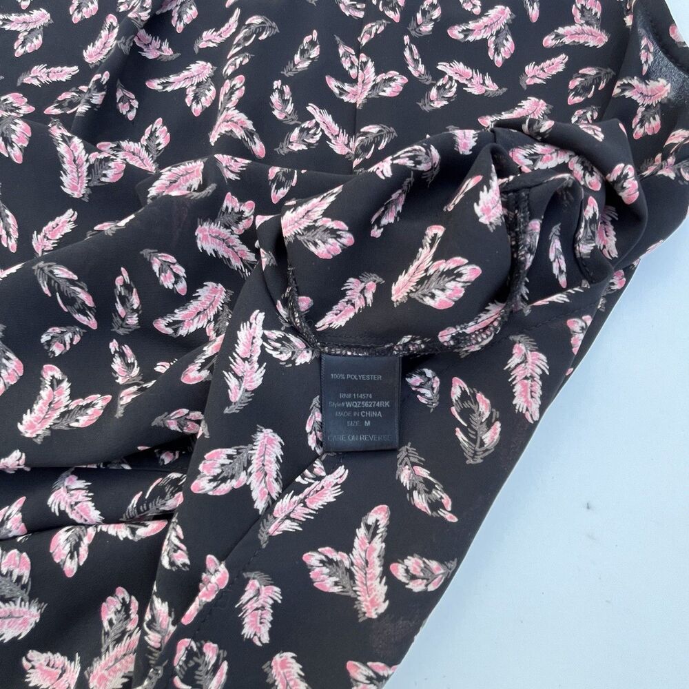 Pleione Size M Tunic Blouse w/ pink & white feather print - Picture 4 of 12